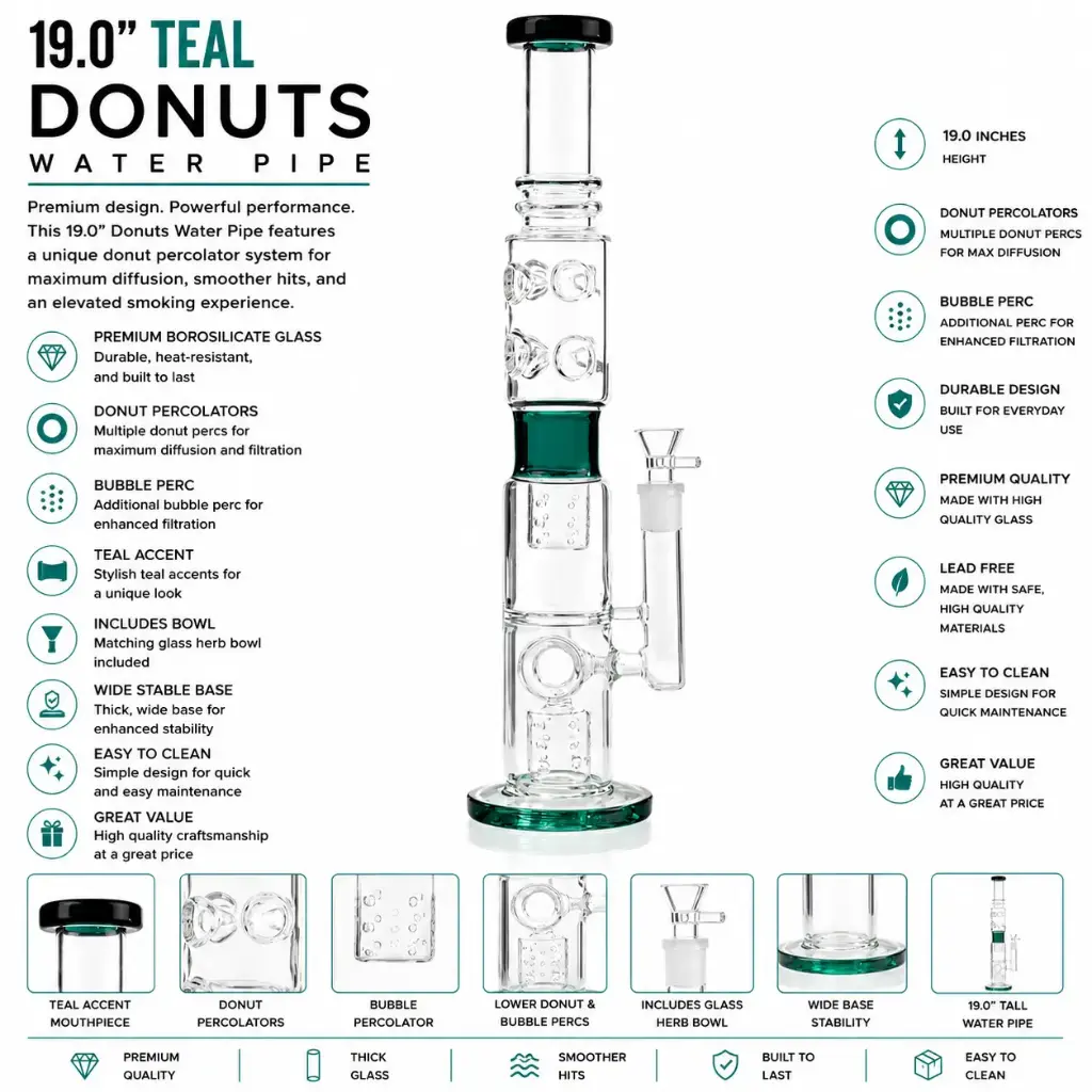 Unbranded Glass Donuts (8109) 19.0" Teal