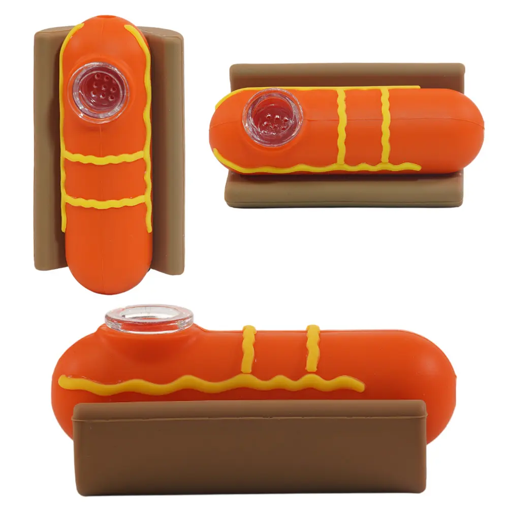 Silicone Hand Pipe Hot Dog 4.0" (3 per pack)