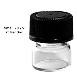 Glass Vial-  with  Cap-  Small 1.0ML - 0.75'' (20 Per Box)