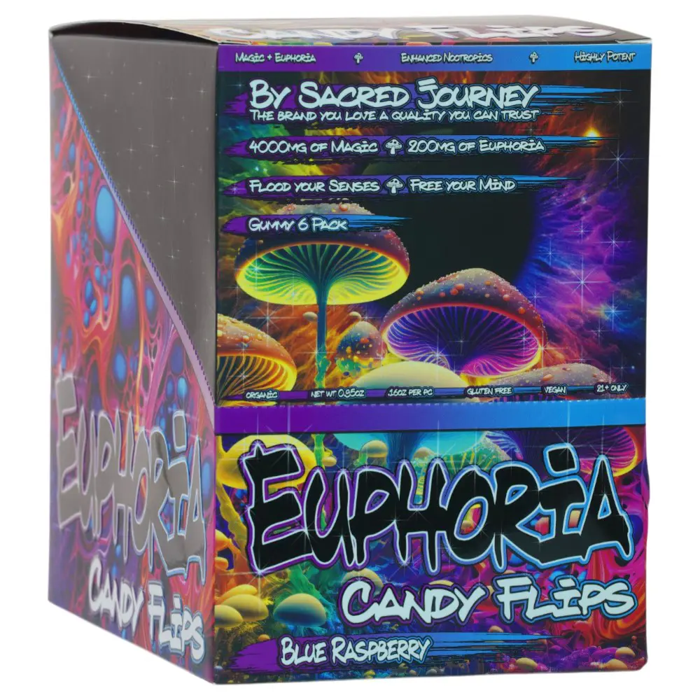 Euphoria Mushroom Gummies -  Blue Raspberry 6 Gummies (10 packs per Box)