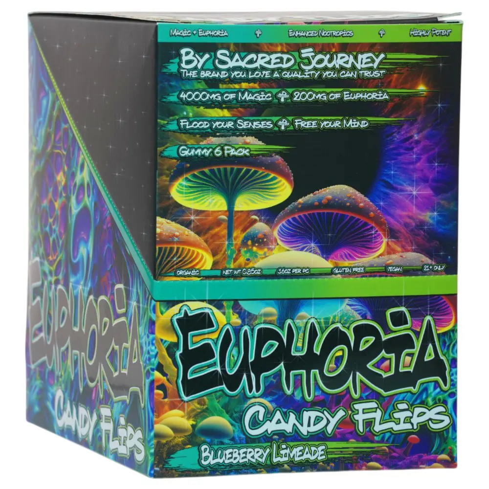 Euphoria Mushroom Gummies -  Blueberry Limeade 6 Gummies (10 packs per Box)
