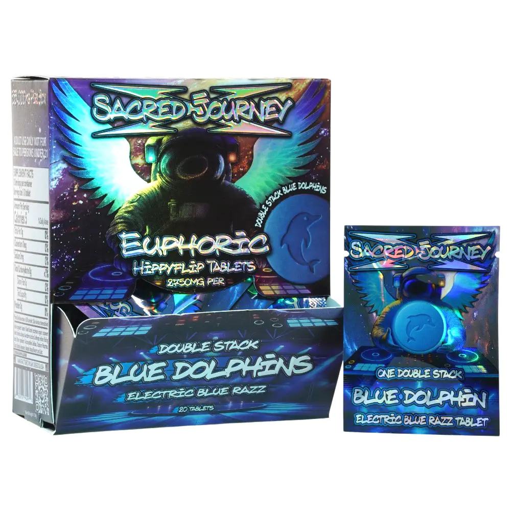 Sacred Journey Mushroom Flips - Blue Dolphin - Electric Blue Razz (20 per pack)