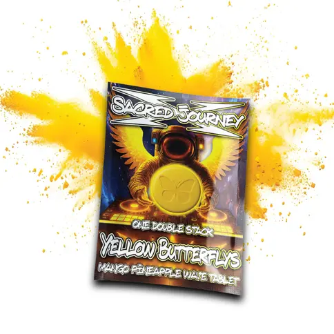 Sacred Journey Flips - Yellow Butterflys - Mango Pineapple Wave  (20 per pack)