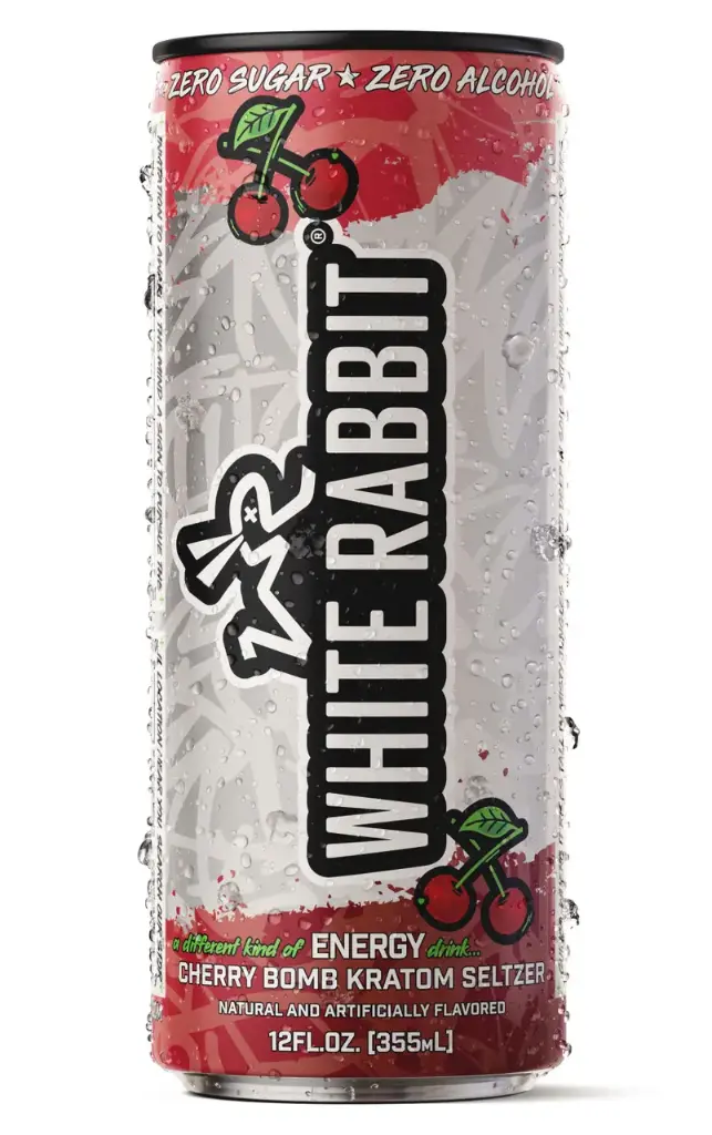 WHITE RABBIT Kratom Energy Seltzer 25MIT Cherry Bomb 12oz 1ct