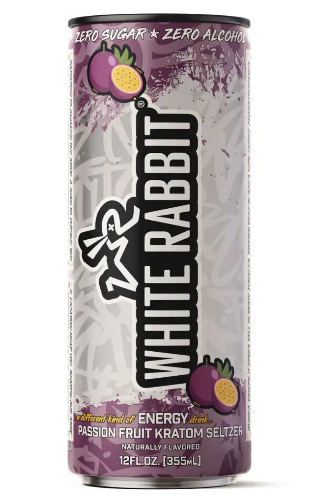 WHITE RABBIT Kratom Energy Seltzer 25MIT Passion Fruit 12oz 1ct