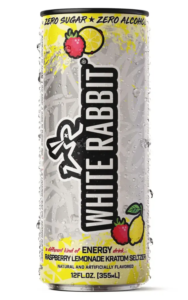 WHITE RABBIT Kratom Energy Seltzer 25MIT Raspberry Lemonade 12oz 1ct