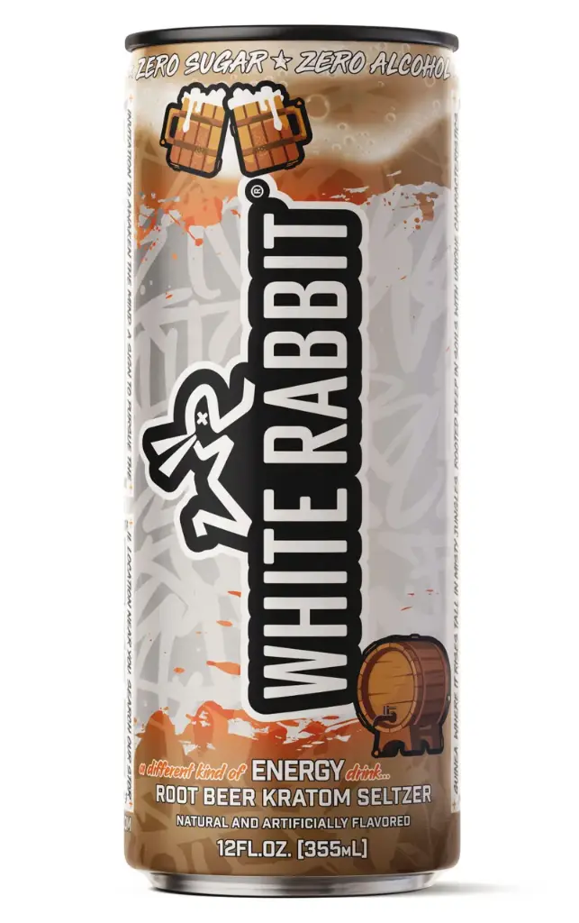 WHITE RABBIT Kratom Energy Seltzer 25MIT Root Beer 12oz 1ct