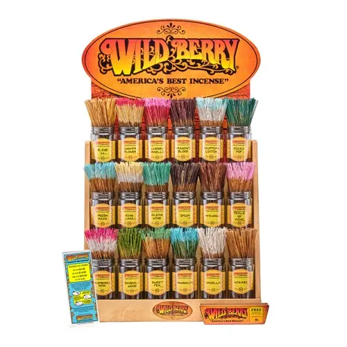 WILDBERRY Display 1800 Incense (100 incense sticks per jar,18 Jars per Display) Fragrance Display 1ct