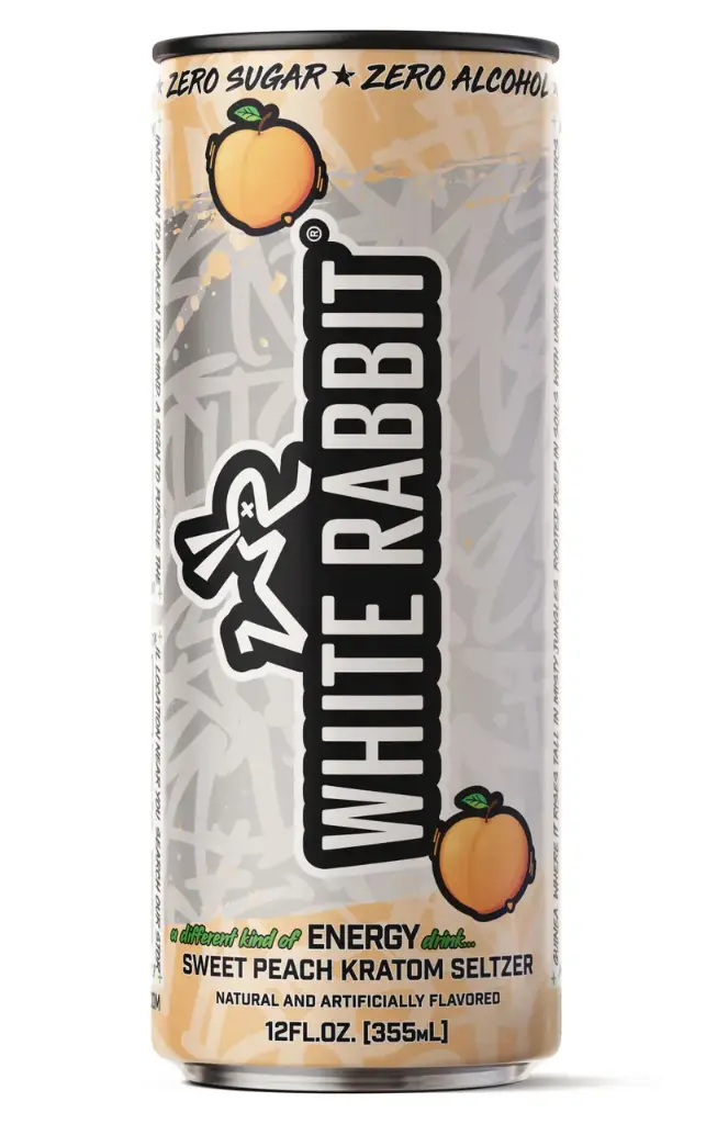 WHITE RABBIT Kratom Energy Seltzer 25MIT Sweet Peach 12oz 1ct
