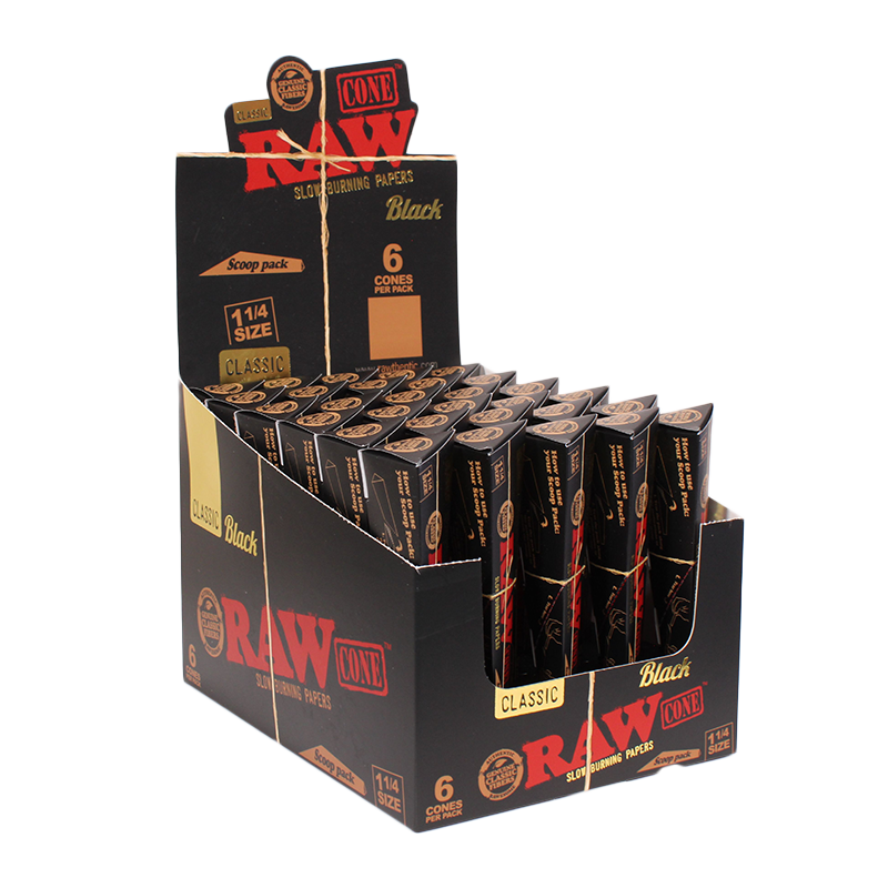 RAW Black Triangle Cones 11/4 Size 6/30ct