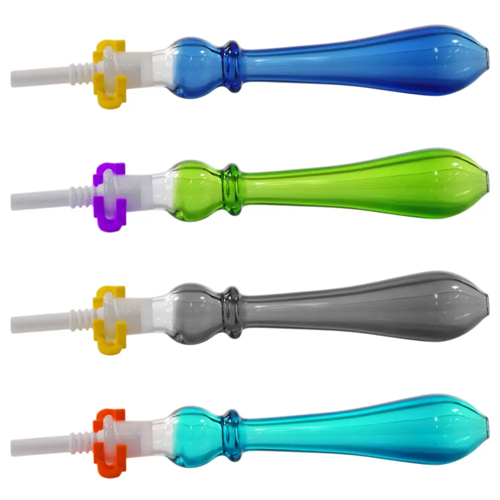Glass Nectar Collector Color Tube with 10mm Ceramic Tip 5.5" (4 per pack)