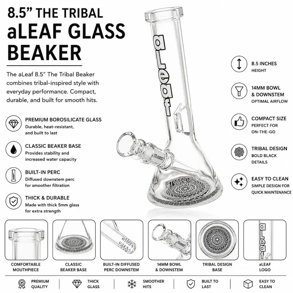 aLeaf Glass 8.5" THE TRIBAL BEAKER - Black