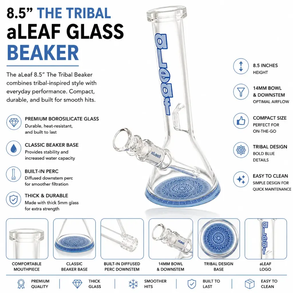 aLeaf Glass 8.5" THE TRIBAL BEAKER - Blue