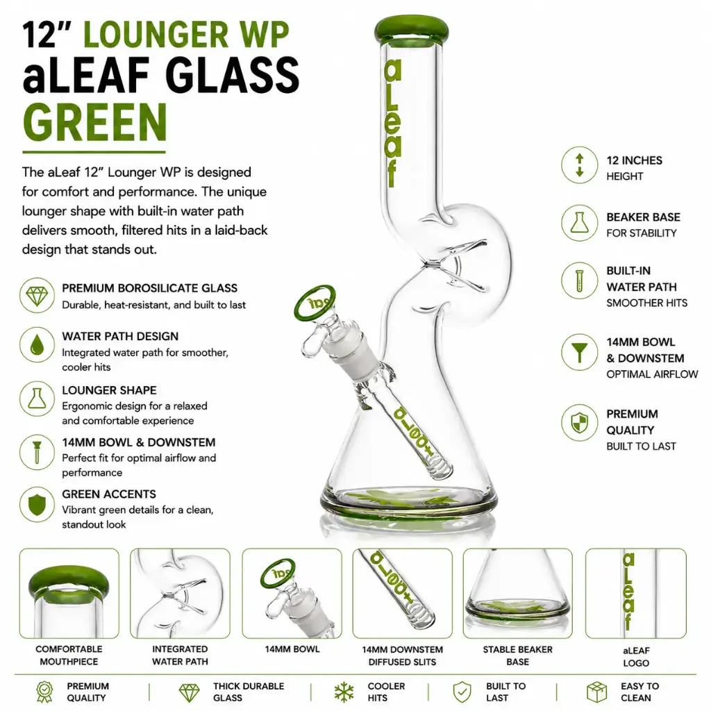 aLeaf Glass 12" LOUNGER WP GREEN