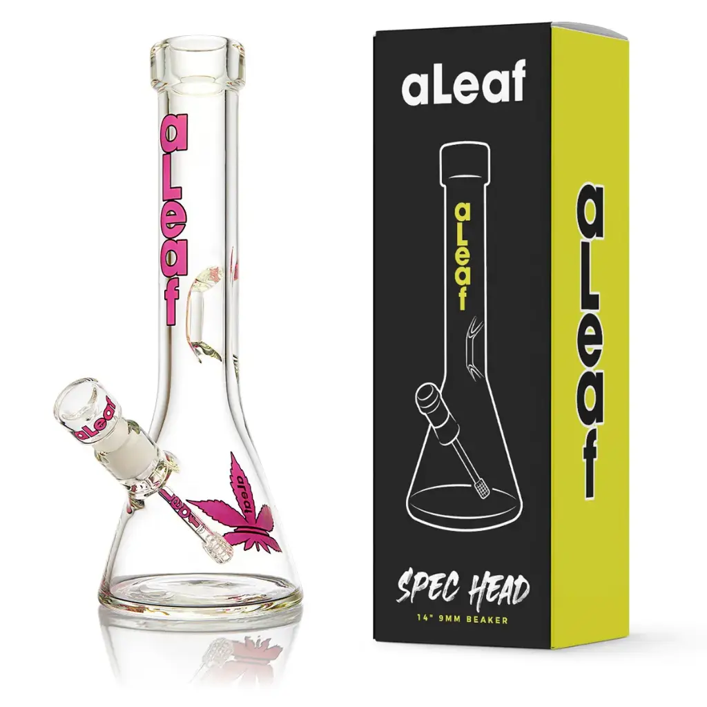 aLeaf Glass 14" 9MM BEAKER PINK