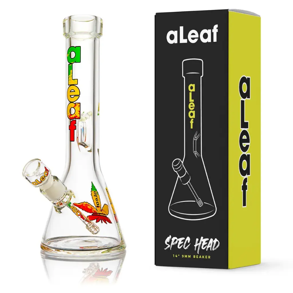 aLeaf Glass 14" 9MM BEAKER RASTA