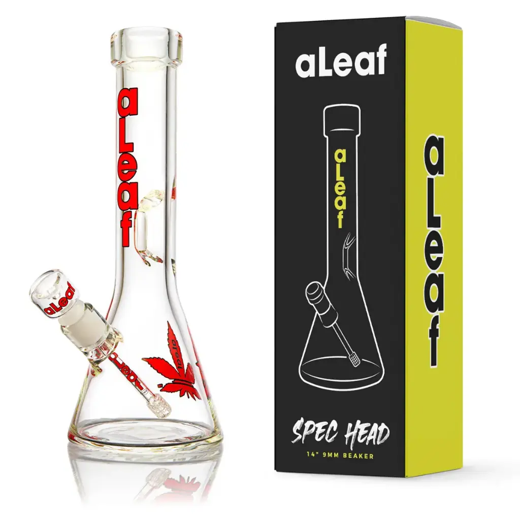 aLeaf Glass 14" 9MM BEAKER RED