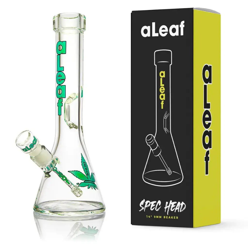aLeaf Glass 14" 9MM BEAKER TEAL