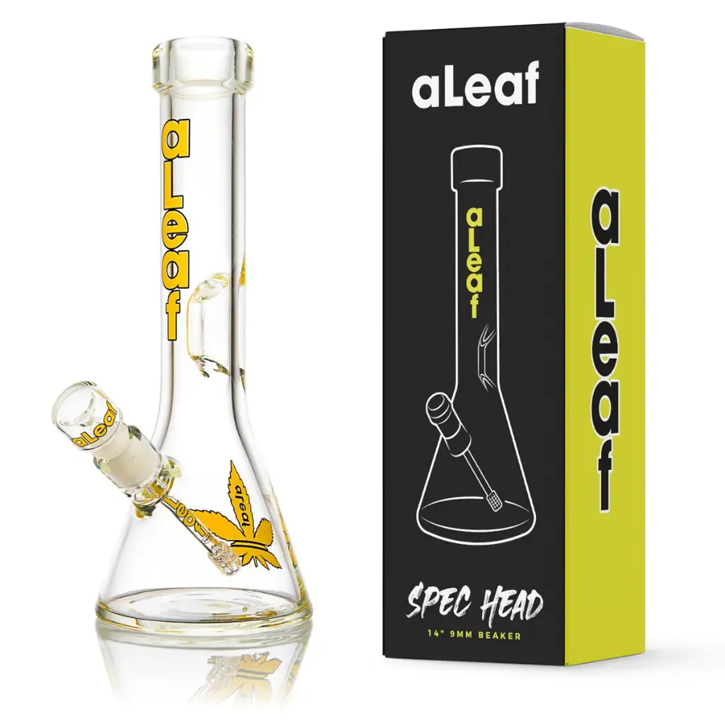 aLeaf Glass 14" 9MM BEAKER YELLOW