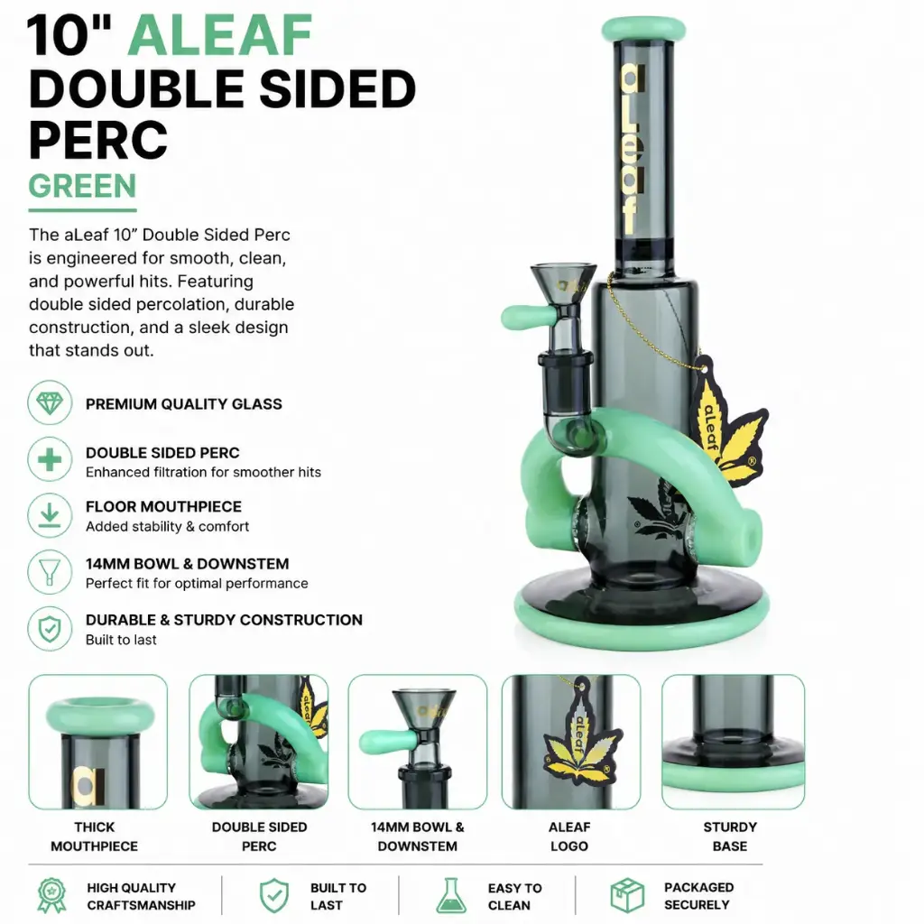 aLeaf Glass 10" ALEAF DOUBLE SIDED HONEY COMB PERC GREEN