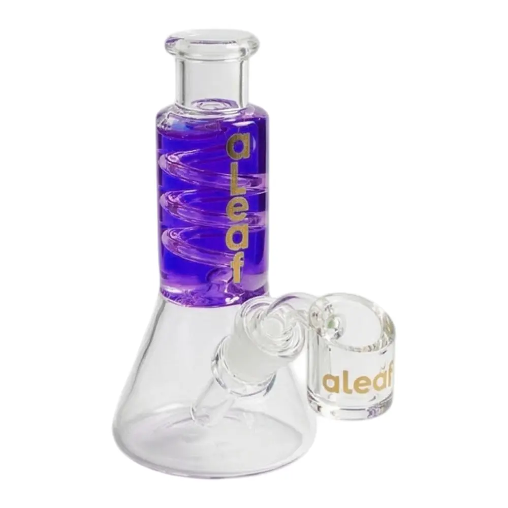 aLeaf Glass 5" MINI GLYCERIN WP W/ BUILT IN DOWNSTEM & 14M45D BANGER PURPLE 