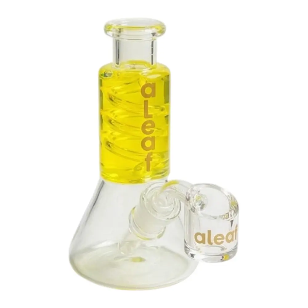 aLeaf Glass 5" MINI GLYCERIN WP W/ BUILT IN DOWNSTEM & 14M45D BANGER YELLOW 