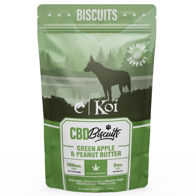 Koi CBD Dog Biscuits 30ct 150mg - Calming Support (Green Apple & Peanut Butter)