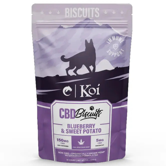 Koi CBD Dog Biscuits 30ct 150mg - Immune Support (Blueberry & Sweet Potato)