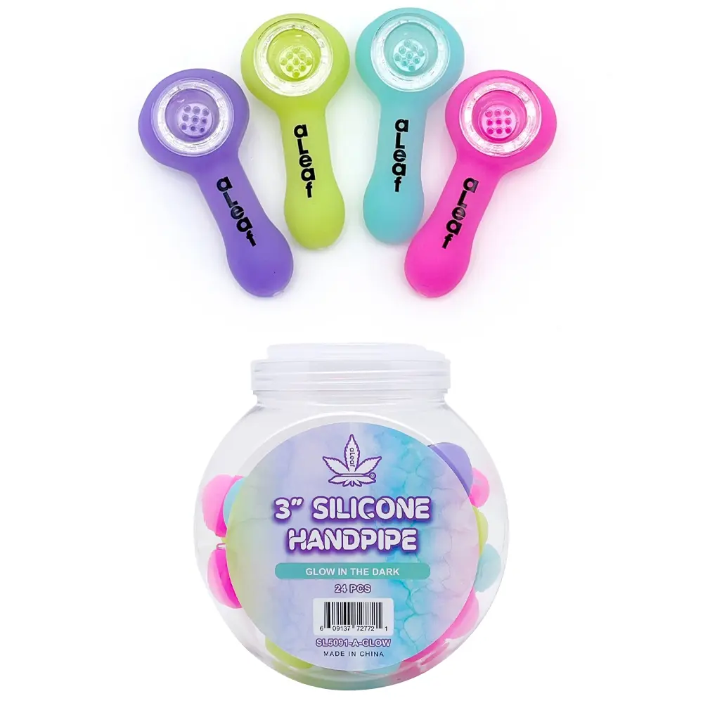 aLeaf GLOW SILICONE HANDPIPE 3.0" (24 per Jar) 