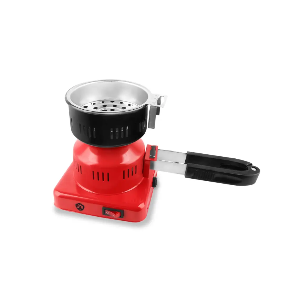 B.Y.O. Electric Charcoal Burner Round 600W, Red