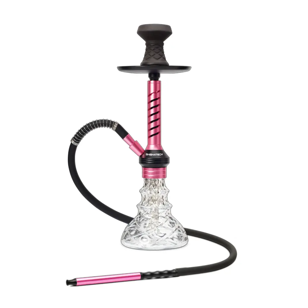 18" Jaxx Hookah, Pink, Click Technology, 1 Hose, ShishaTech Color Box