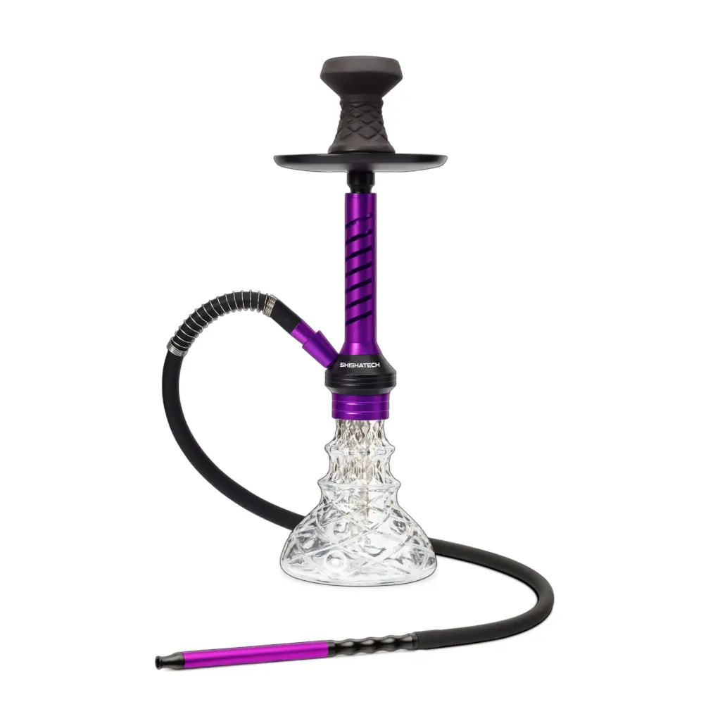 18" Jaxx Hookah, Purple, Click Technology, 1 Hose, ShishaTech Color Box