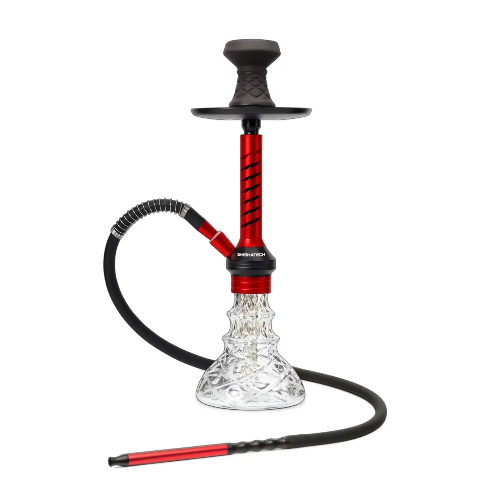 18" Jaxx Hookah, Red, Click Technology, 1 Hose, ShishaTech Color Box