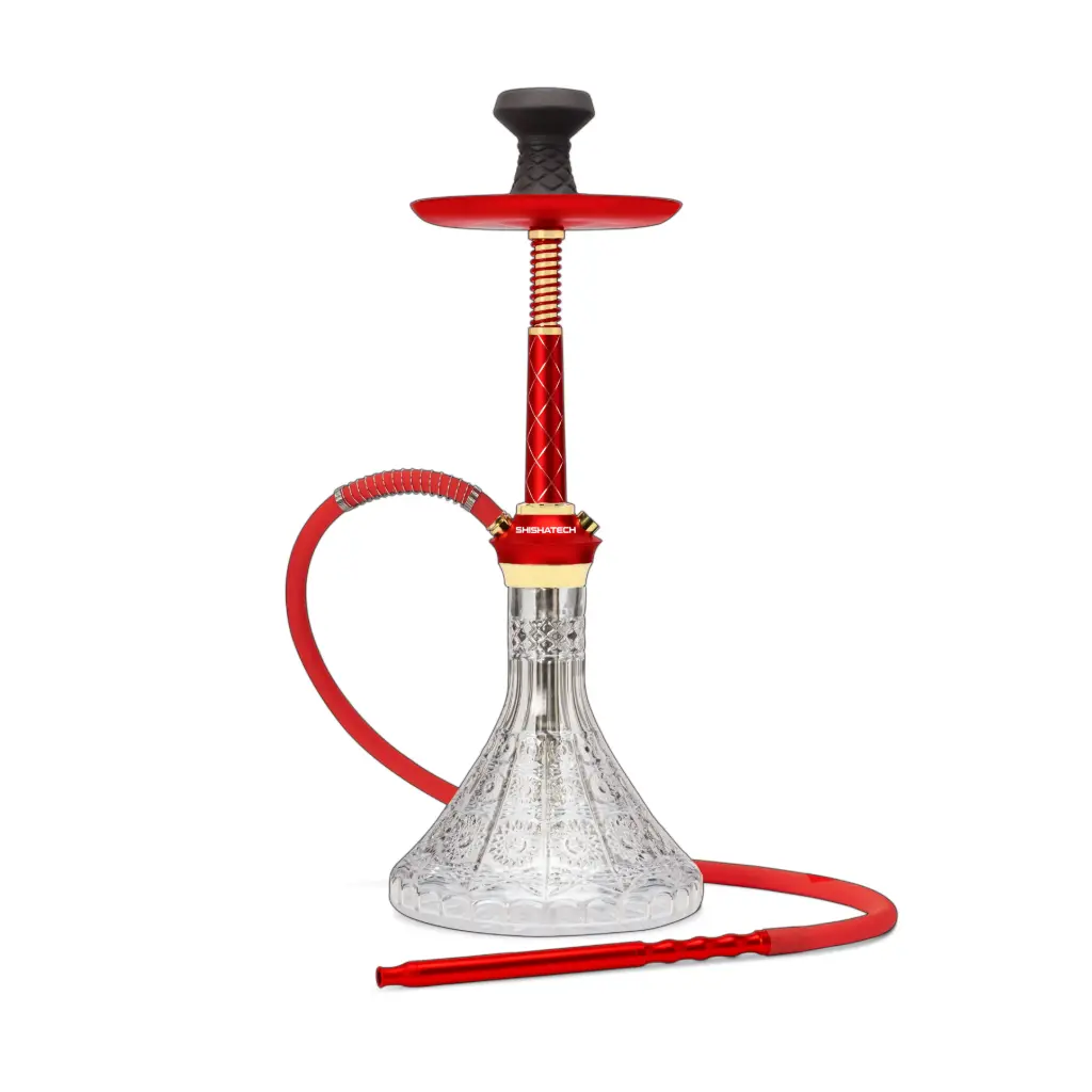 24" Gemini X, Red, Click Technology, 1 Hose, ShishaTech Color Box