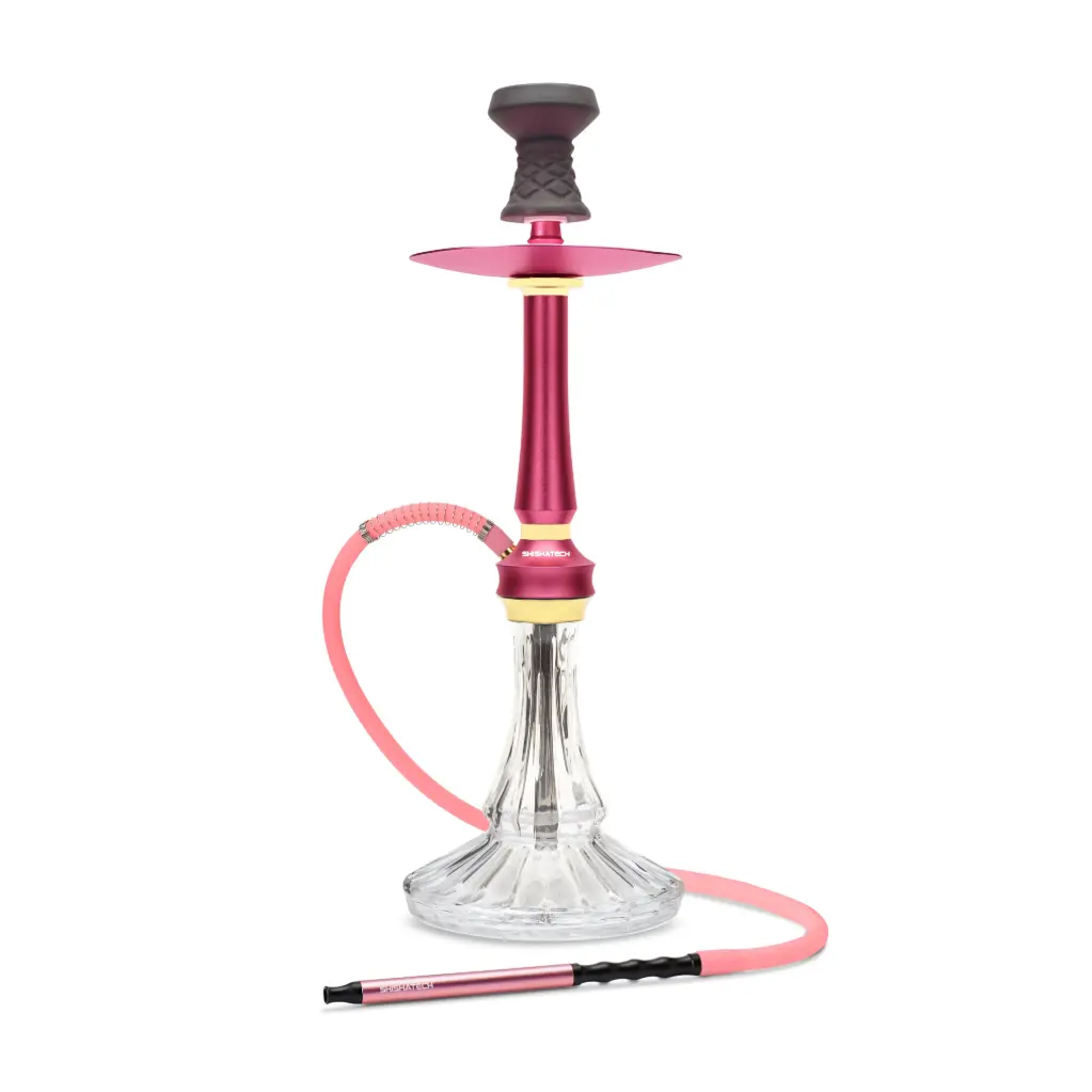 21" Raver X Hookah, Pink, Click Technology, 1 Hose, ShishaTech Color Box