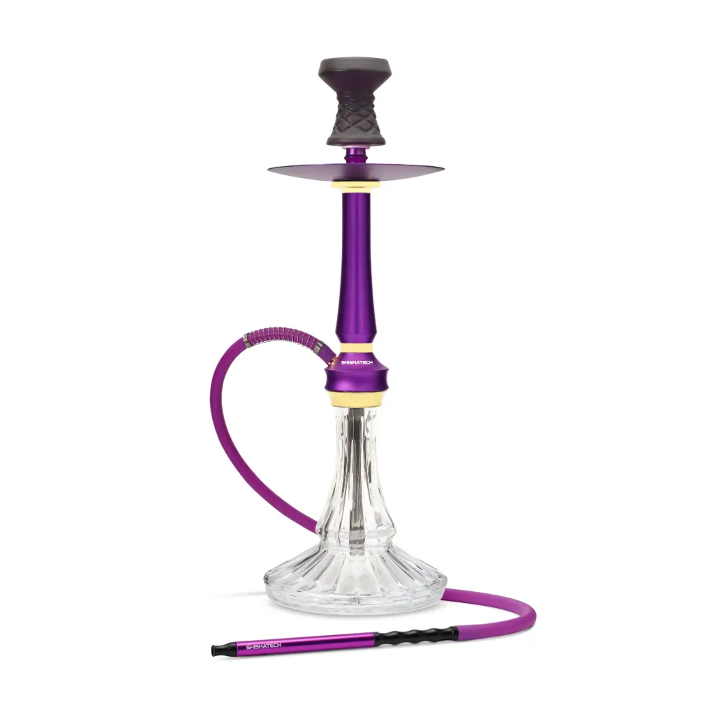 21" Raver X Hookah, Purple, Click Technology, 1 Hose, ShishaTech Color Box