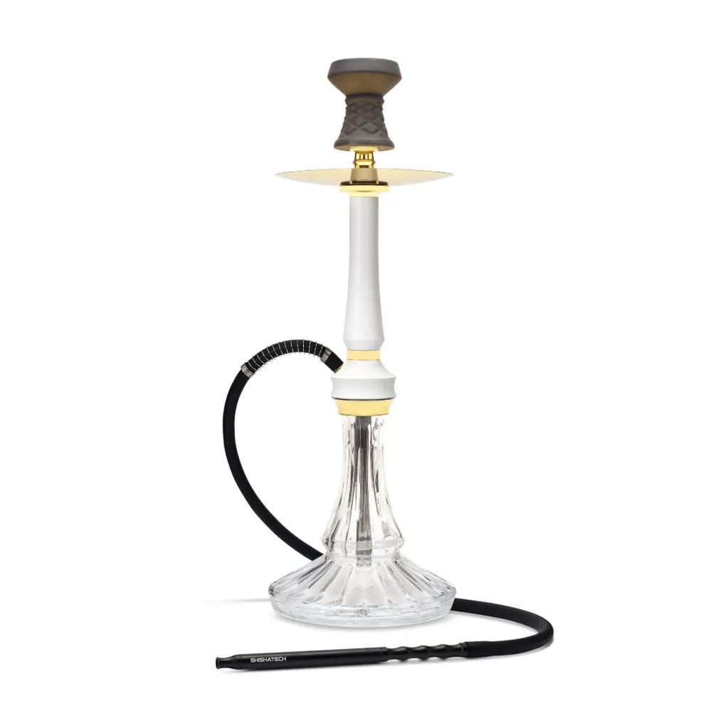 21" Raver X Hookah, White, Click Technology, 1 Hose, ShishaTech Color Box