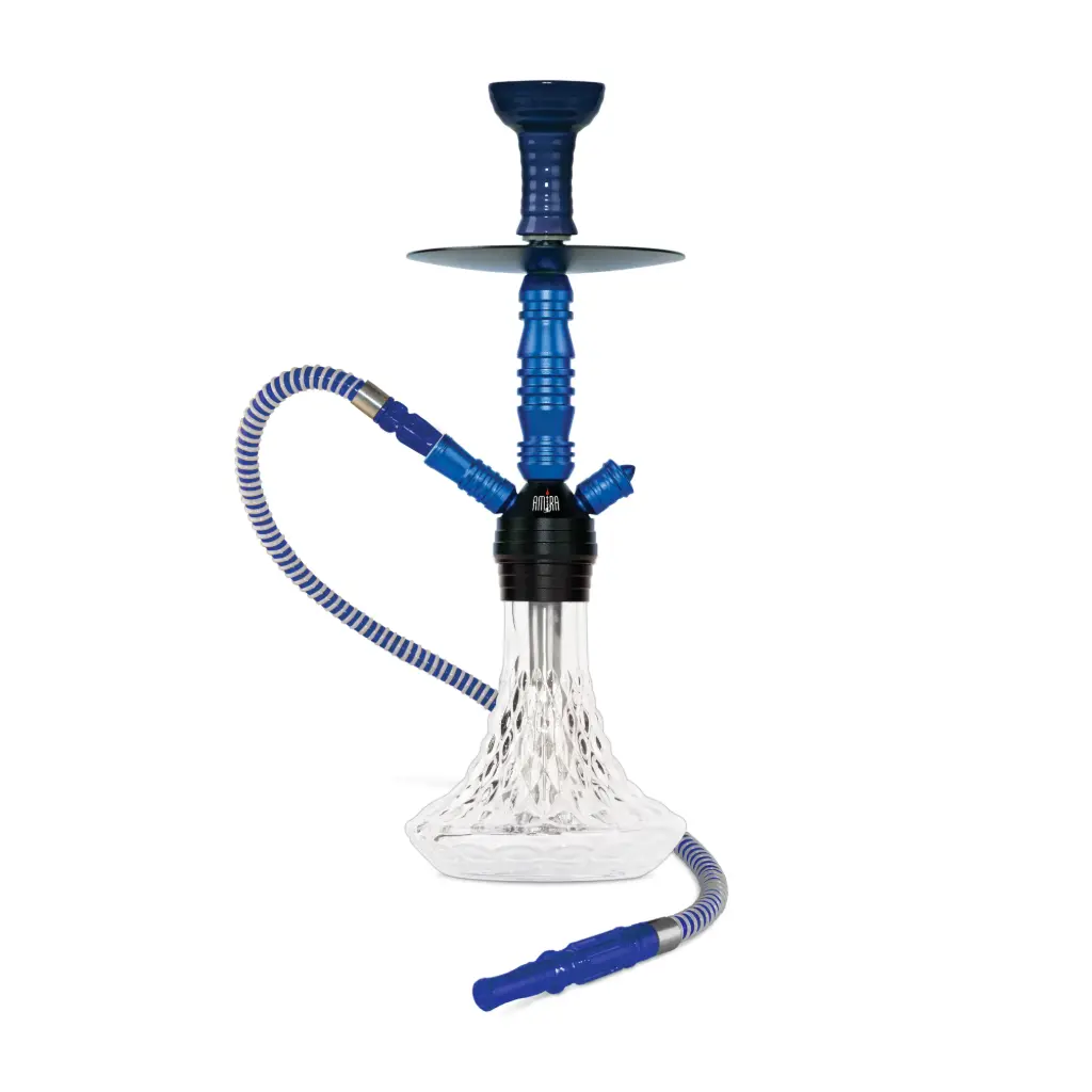 18" Amira Crystal Hookah, Blue, Click Technology, 1 Hose, Amira Color Box