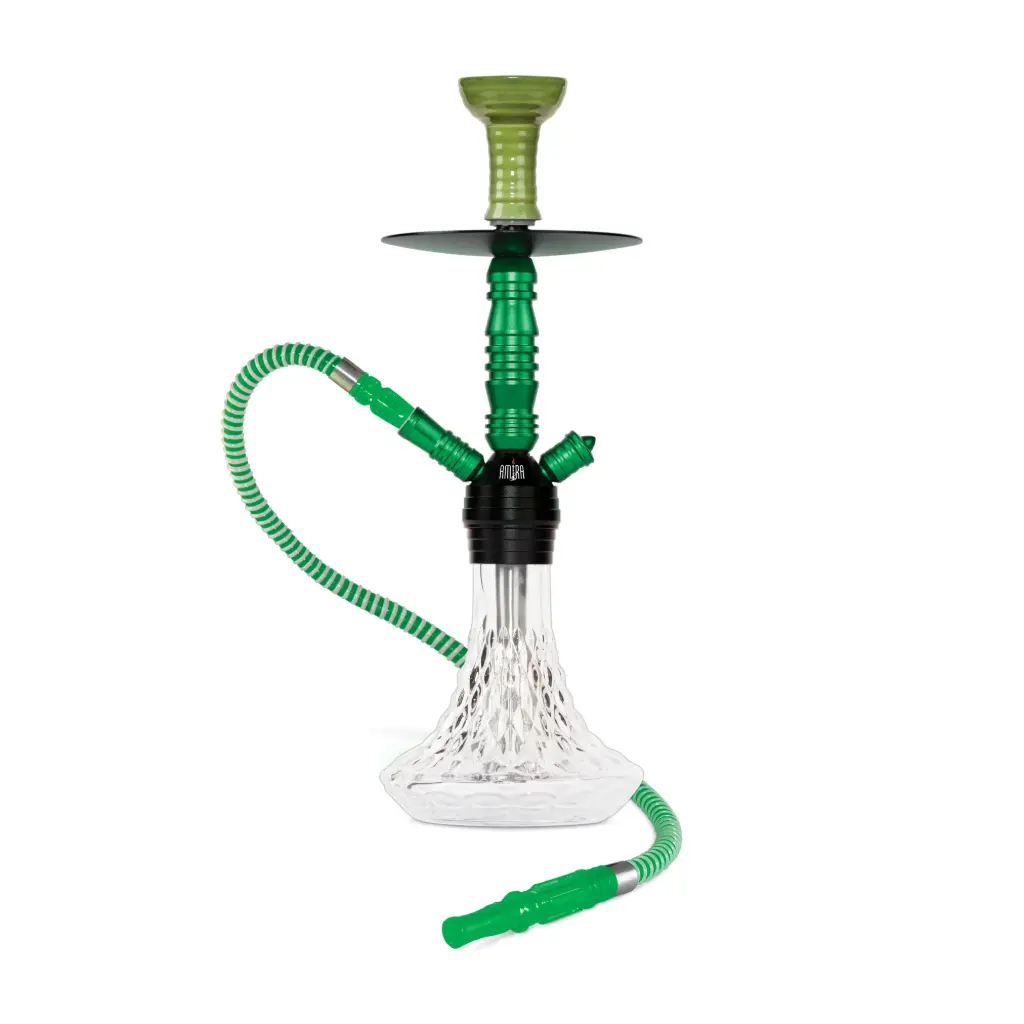 18" Amira Crystal Hookah, Green, Click Technology, 1 Hose, Amira Color Box