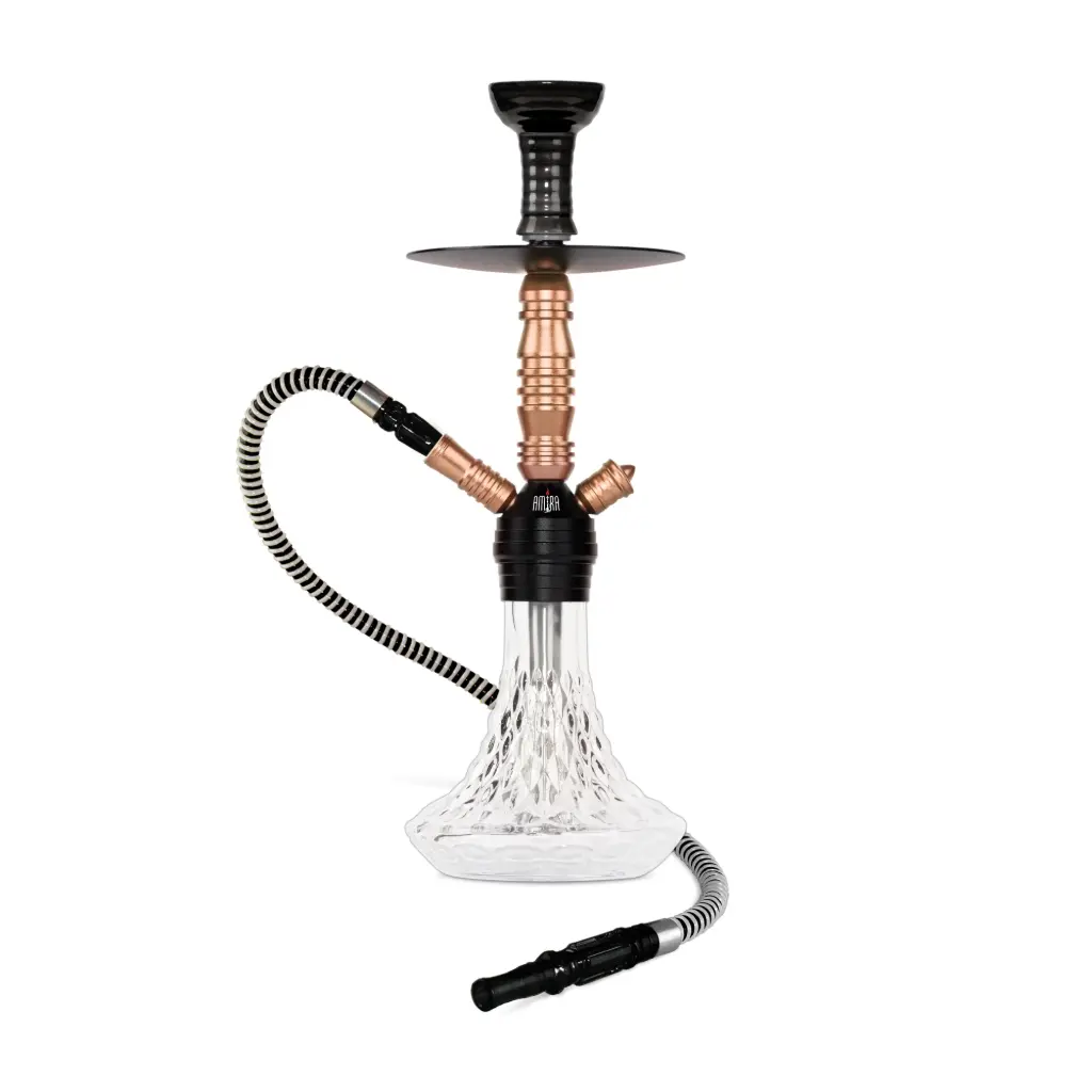 18" Amira Crystal Hookah, Gold, Click Technology, 1 Hose, Amira Color Box