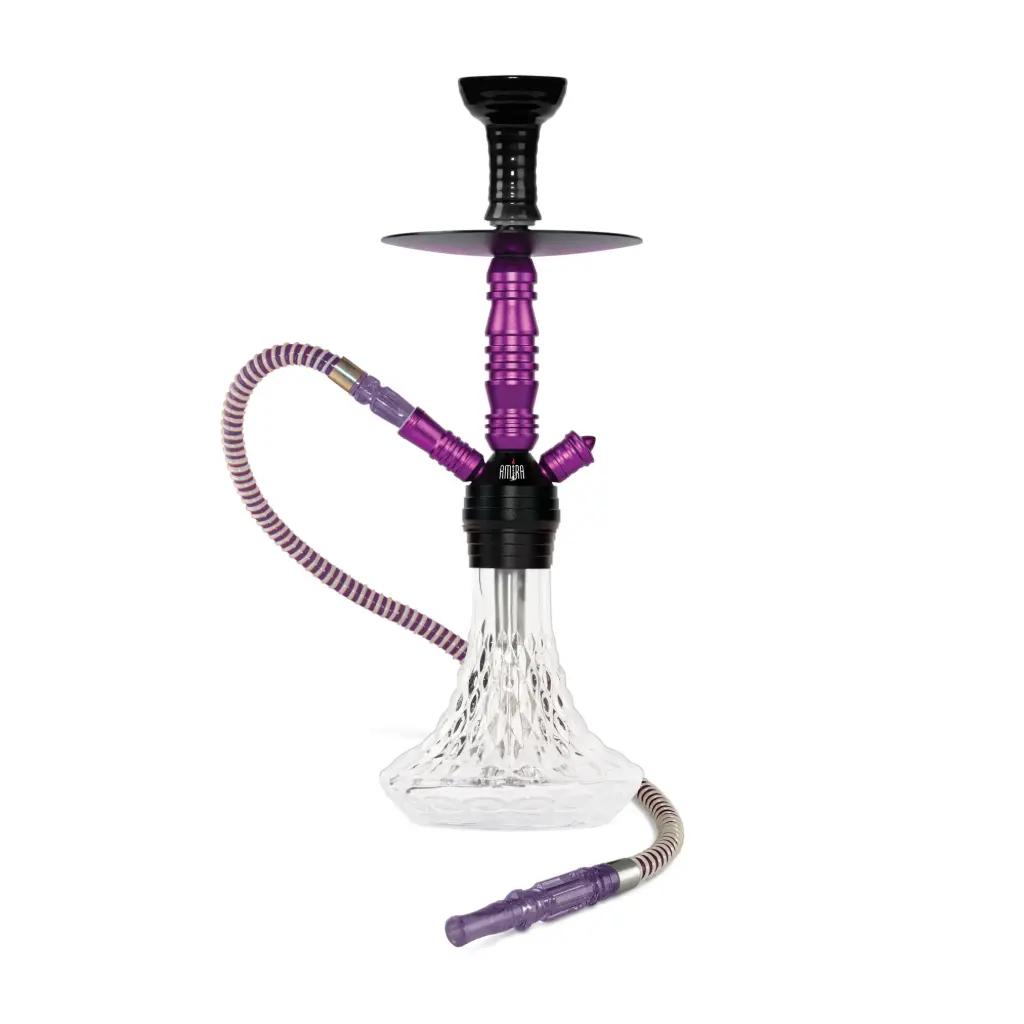 18" Amira Crystal Hookah, Purple, Click Technology, 1 Hose, Amira Color Box