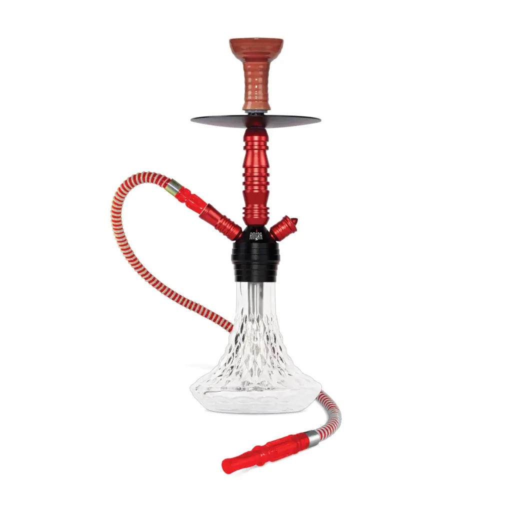 18" Amira Crystal Hookah, Red, Click Technology, 1 Hose, Amira Color Box