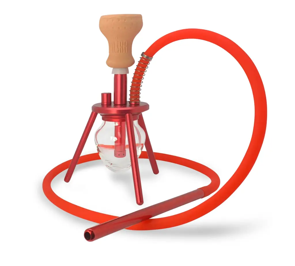 12" Amira Spider Hookah, Red, 1 Hose, Amira Carrrying Bag
