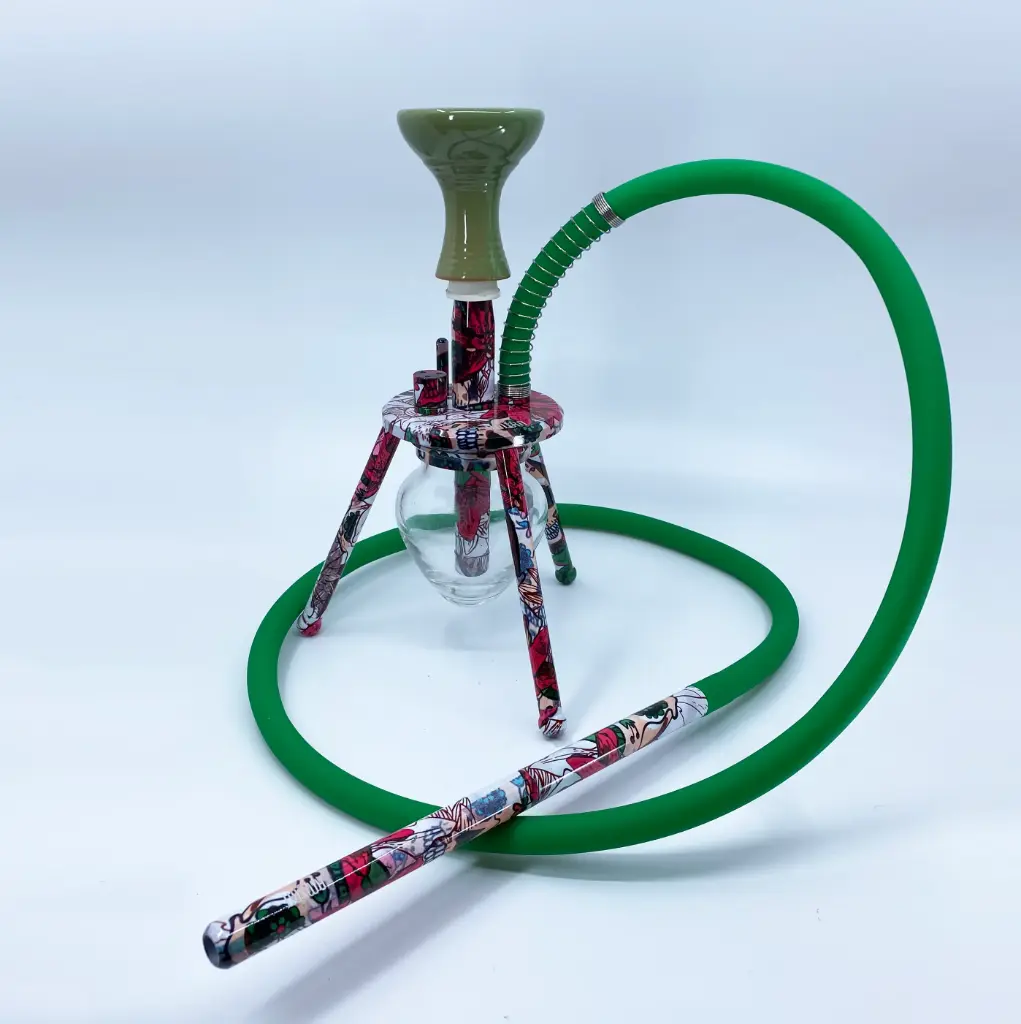 12" Amira Spider Hookah, Green Calaca, 1 Hose, Amira Carrying Bag