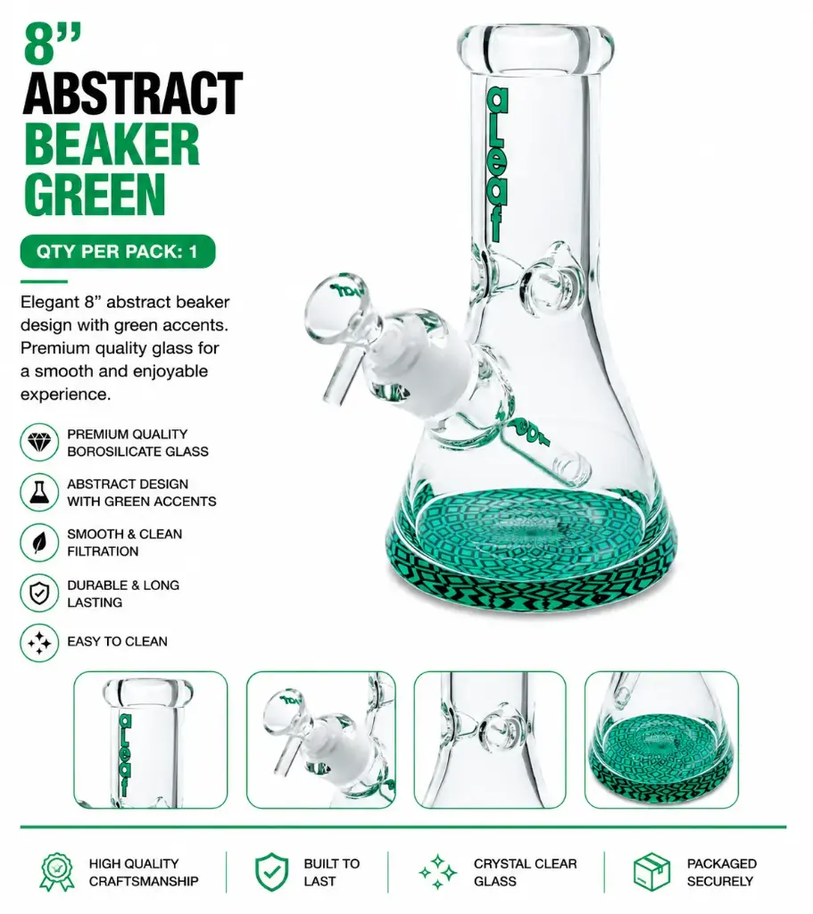 8" ABSTRACT BEAKER GREEN