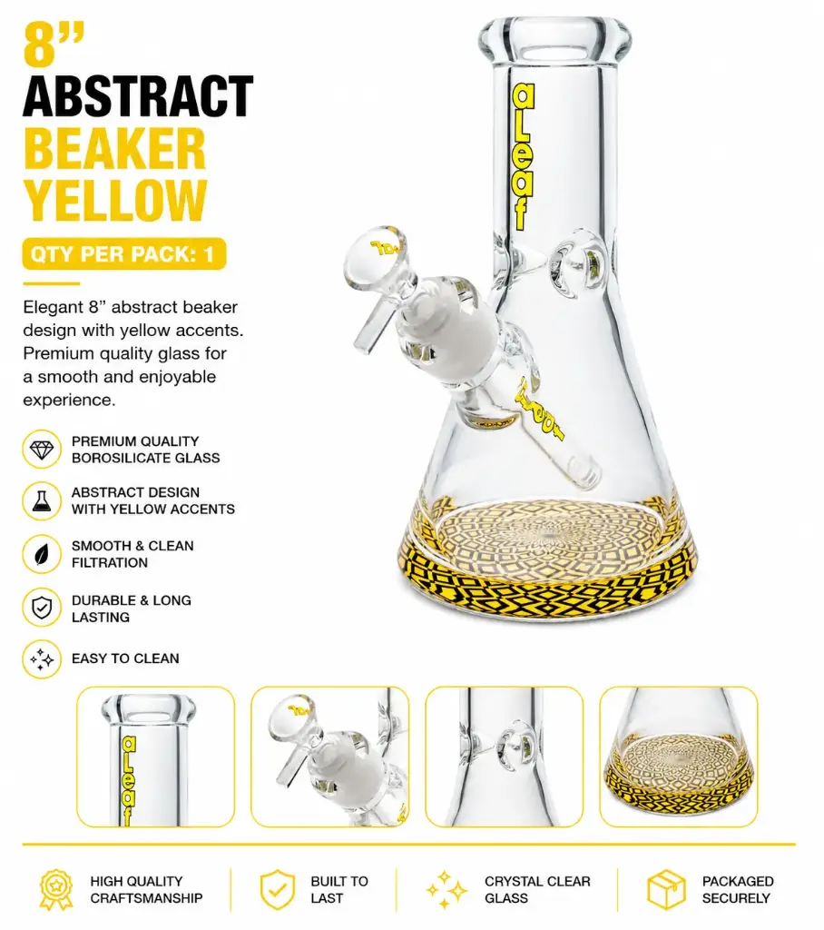 8" ABSTRACT BEAKER YELLOW