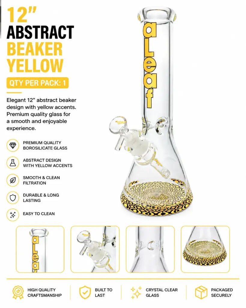 12" ABSTRACT BEAKER YELLOW