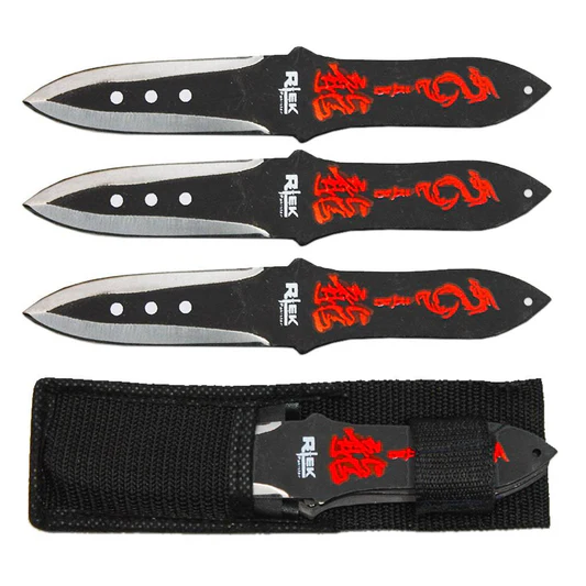8" 3PCS Dragon Throwing Knife Set with Sheath