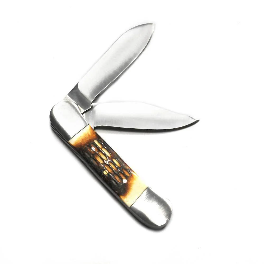 4" Two Blade Bone Handle Folding Knife