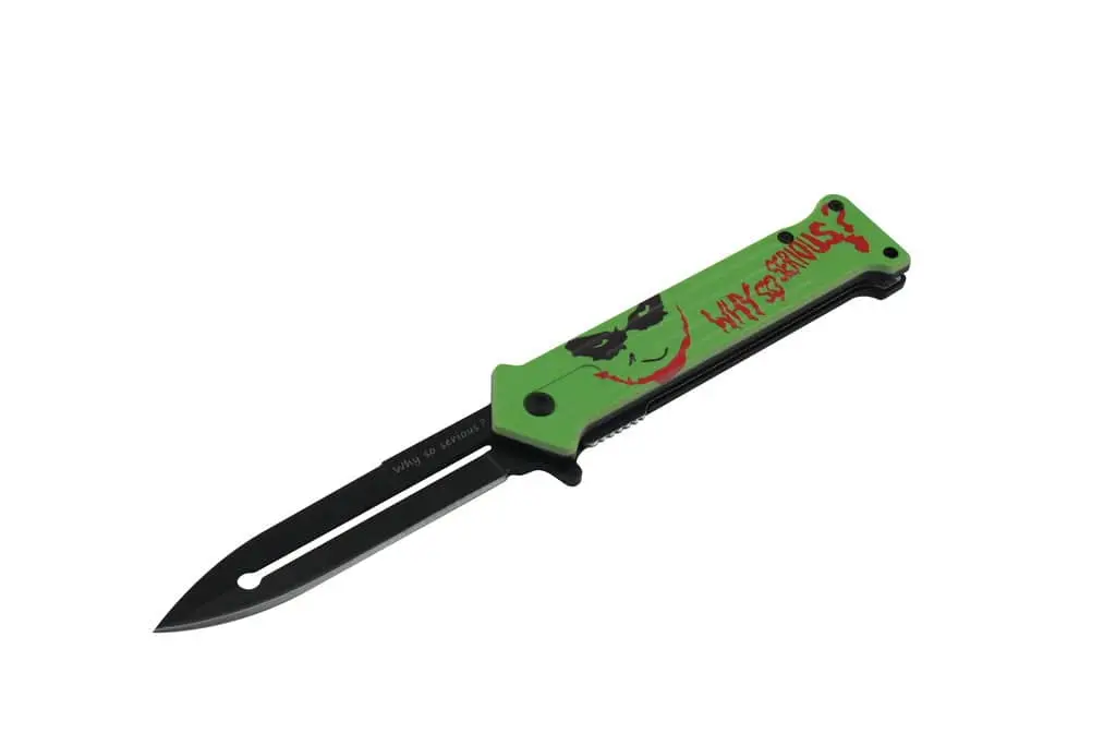 4.5" Assist-Open Knife - Green & Red Print Handle